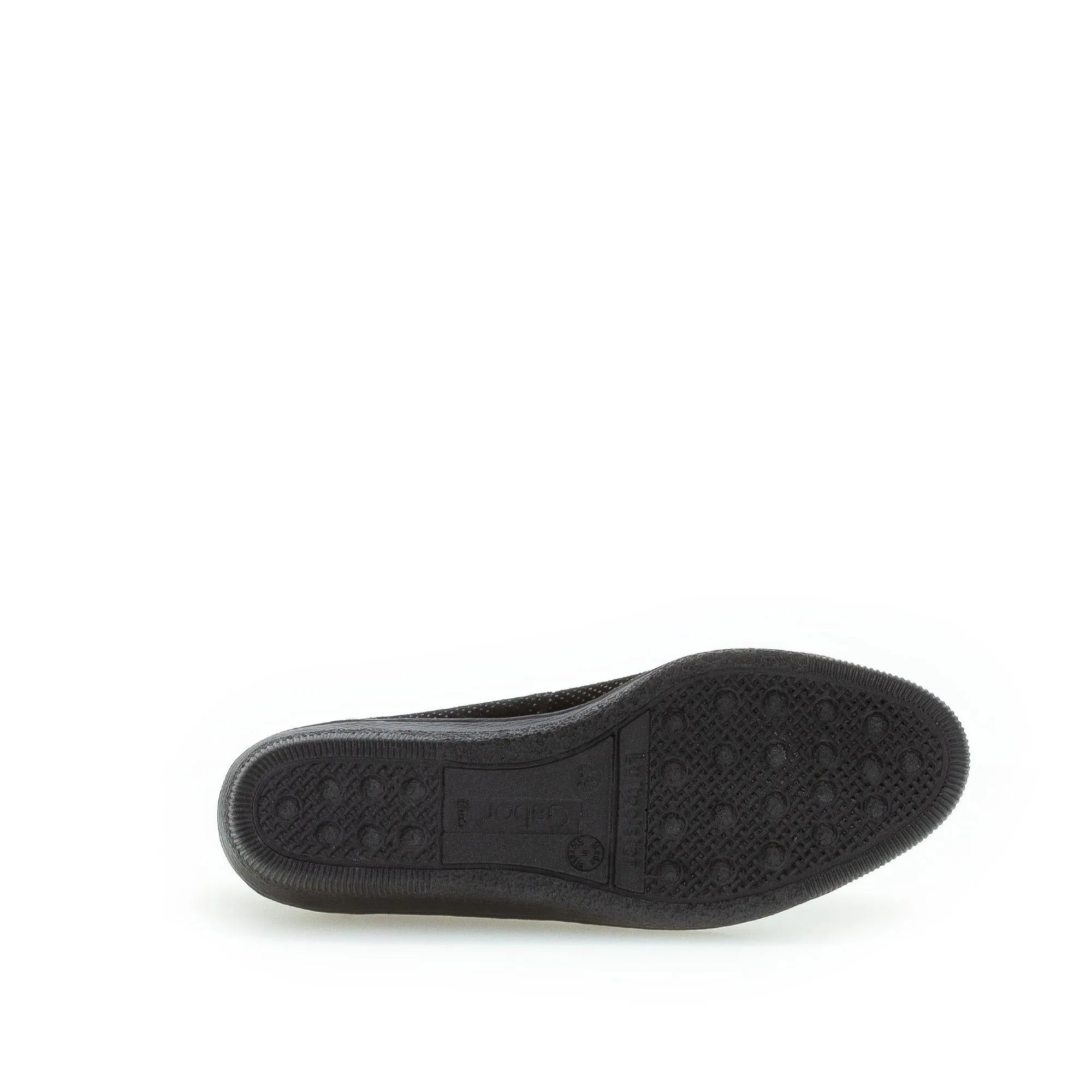 Women's black patent leather slip-on shoes with textured soles, model Gabor Petunia 06.402.87.