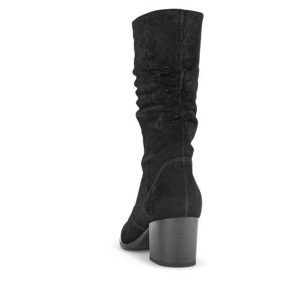 Gabor Ramona 52.894.47 Ladies Black Wide Suede Side Zip Mid-Calf Boots-elevate your sole