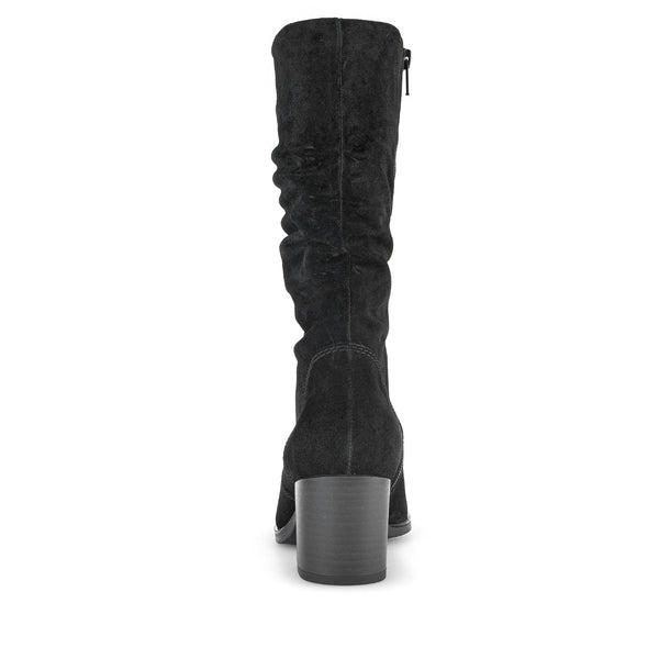 Gabor Ramona 52.894.47 Ladies Black Wide Suede Side Zip Mid-Calf Boots-elevate your sole