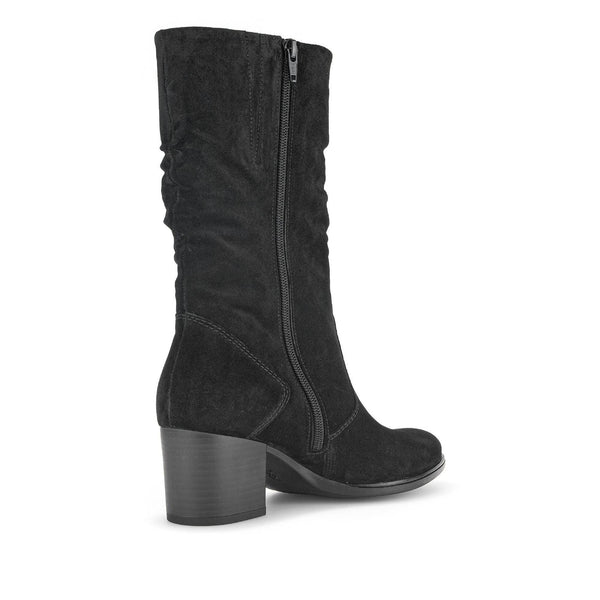 Gabor Ramona 52.894.47 Ladies Black Wide Suede Side Zip Mid-Calf Boots-elevate your sole