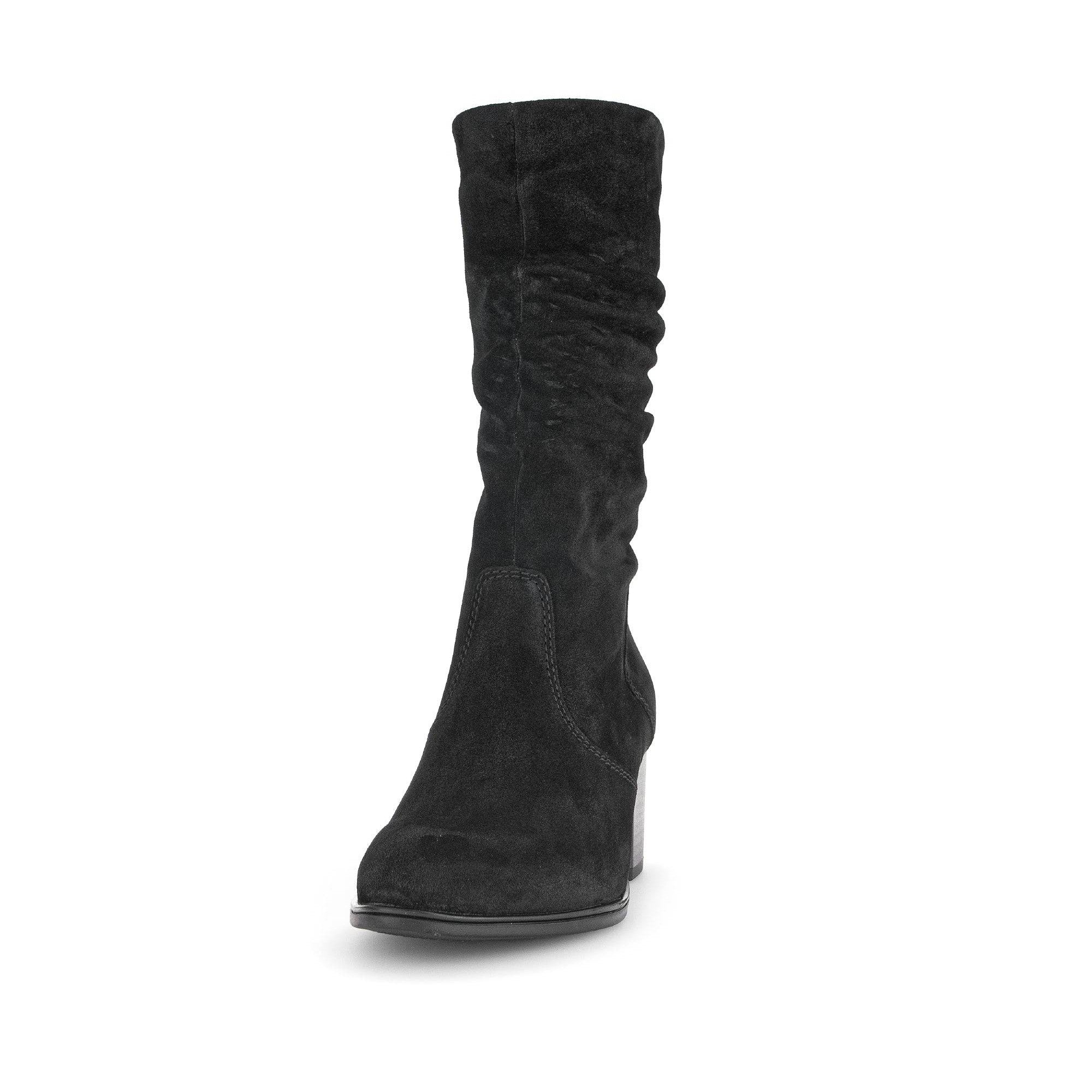 Gabor Ramona 52.894.47 Ladies Black Wide Suede Side Zip Mid-Calf Boots-elevate your sole
