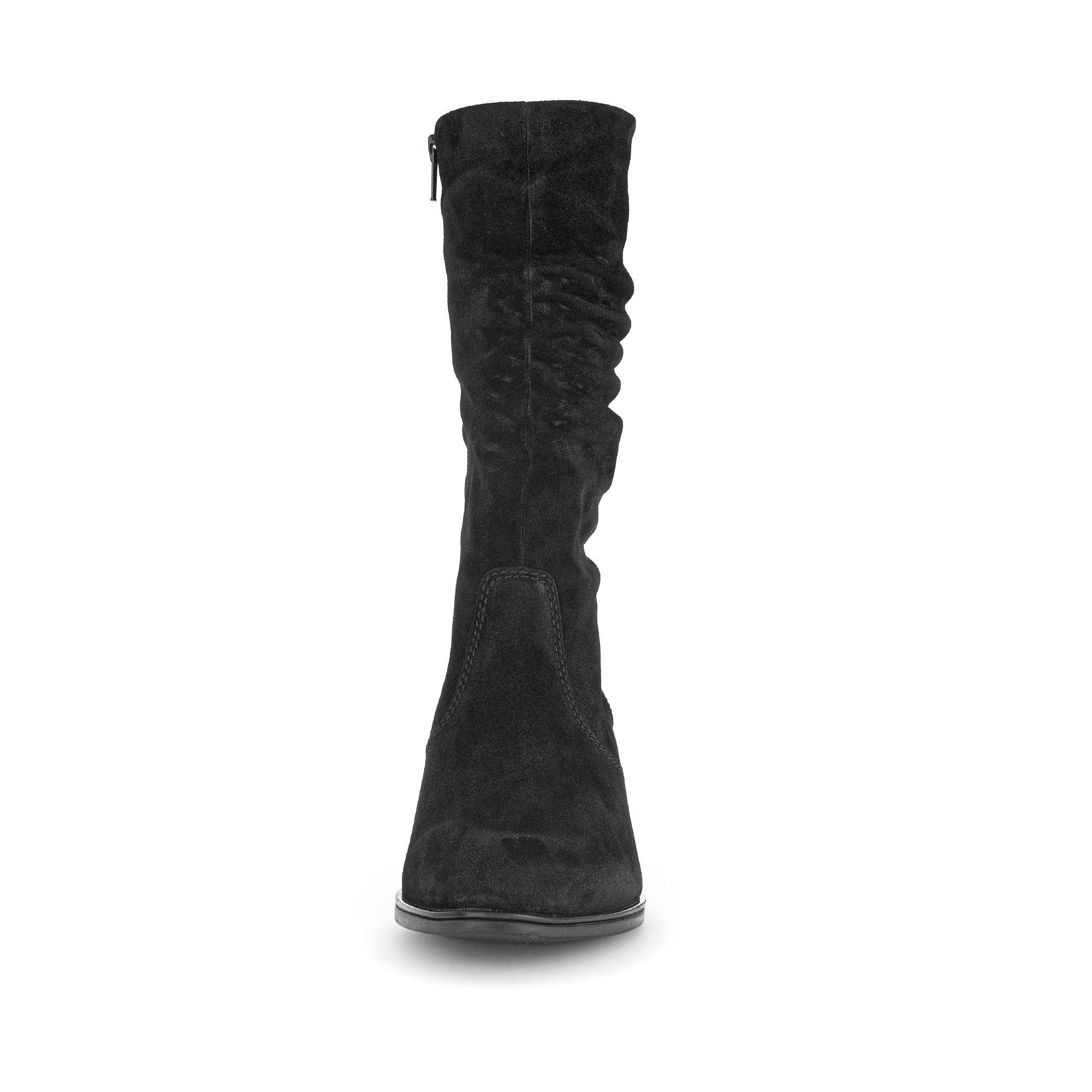 Gabor Ramona 52.894.47 Ladies Black Wide Suede Side Zip Mid-Calf Boots-elevate your sole