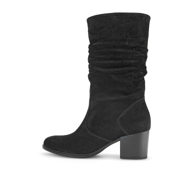 Gabor Ramona 52.894.47 Ladies Black Wide Suede Side Zip Mid-Calf Boots-elevate your sole