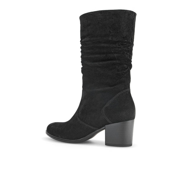 Gabor Ramona 52.894.47 Ladies Black Wide Suede Side Zip Mid-Calf Boots-elevate your sole