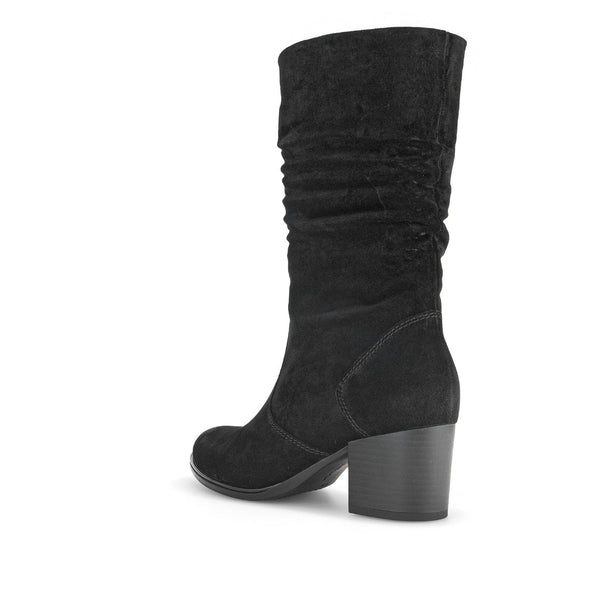 Gabor Ramona 52.894.47 Ladies Black Wide Suede Side Zip Mid-Calf Boots-elevate your sole