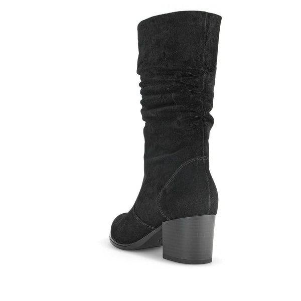 Gabor Ramona 52.894.47 Ladies Black Wide Suede Side Zip Mid-Calf Boots-elevate your sole