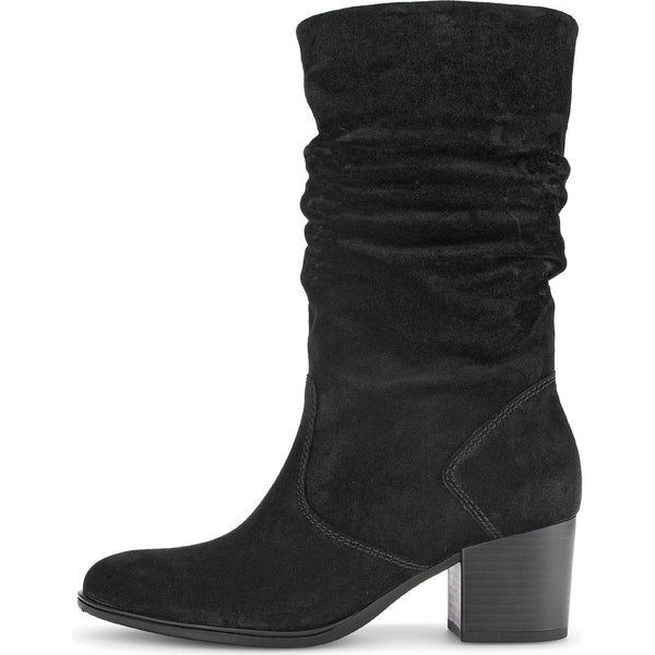 Gabor Ramona 52.894.47 Ladies Black Wide Suede Side Zip Mid-Calf Boots-elevate your sole
