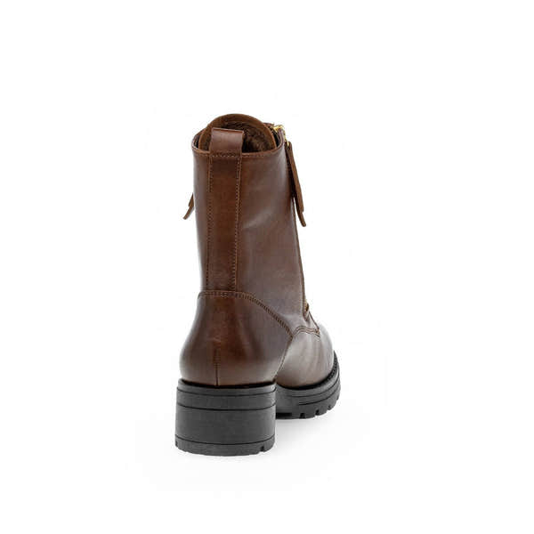 Gabor Serve 52.785.55 Ladies Brown Wide Leather Zip & Lace Ankle Boots-elevate your sole