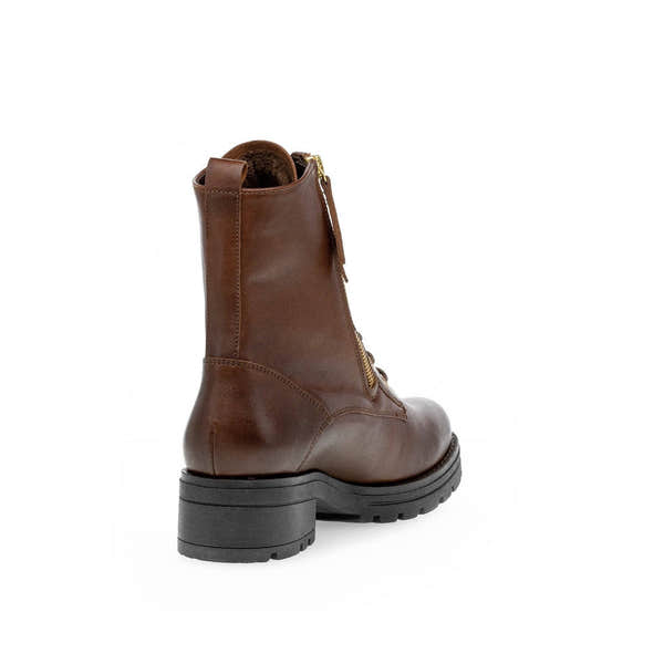 Gabor Serve 52.785.55 Ladies Brown Wide Leather Zip & Lace Ankle Boots-elevate your sole