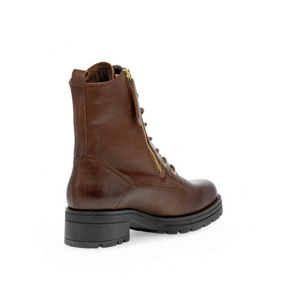 Gabor Serve 52.785.55 Ladies Brown Wide Leather Zip & Lace Ankle Boots-elevate your sole