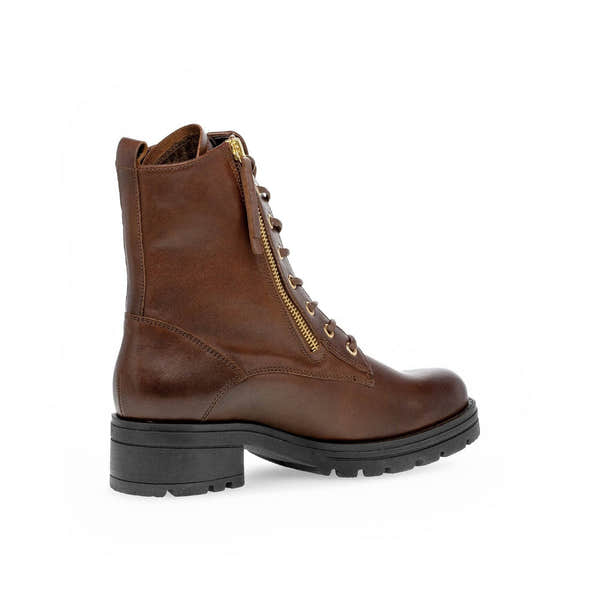 Gabor Serve 52.785.55 Ladies Brown Wide Leather Zip & Lace Ankle Boots-elevate your sole