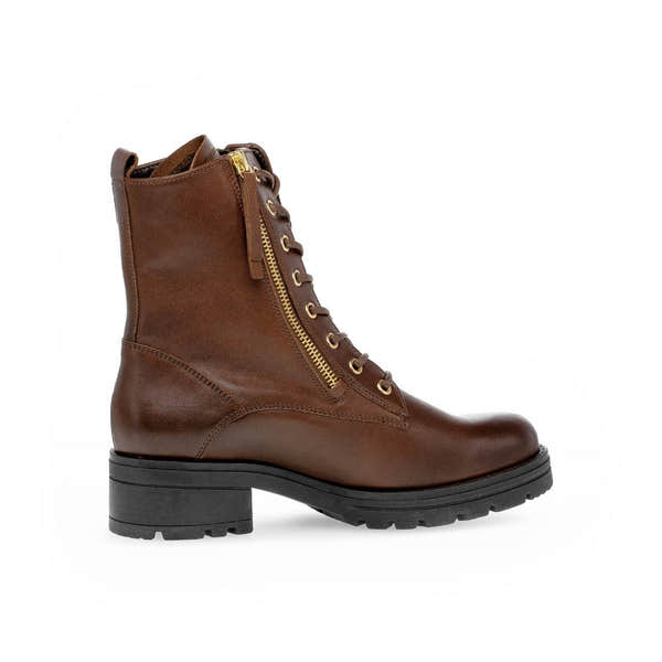 Gabor Serve 52.785.55 Ladies Brown Wide Leather Zip & Lace Ankle Boots-elevate your sole