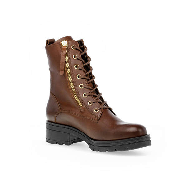 Gabor Serve 52.785.55 Ladies Brown Wide Leather Zip & Lace Ankle Boots-elevate your sole