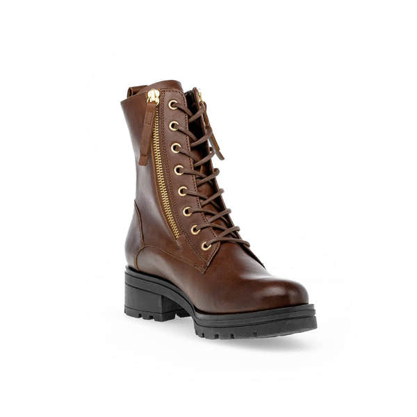 Gabor Serve 52.785.55 Ladies Brown Wide Leather Zip & Lace Ankle Boots-elevate your sole
