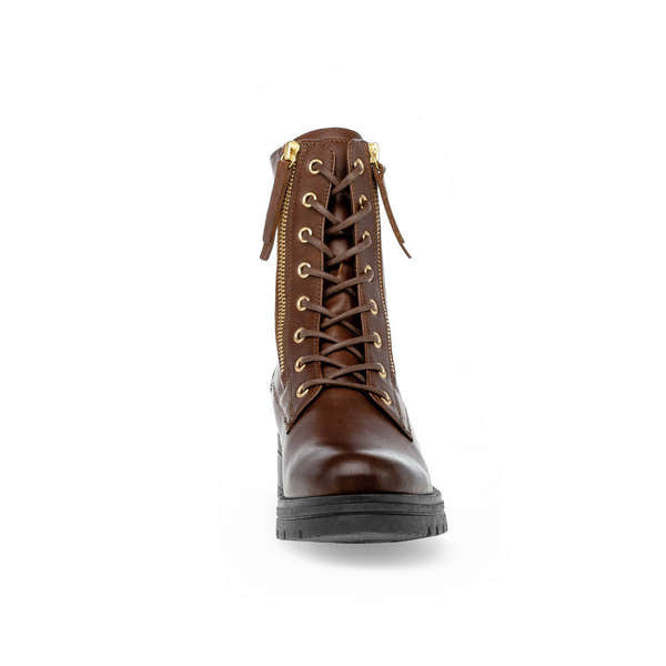 Gabor Serve 52.785.55 Ladies Brown Wide Leather Zip & Lace Ankle Boots-elevate your sole