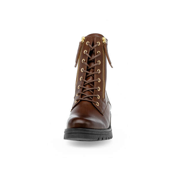 Gabor Serve 52.785.55 Ladies Brown Wide Leather Zip & Lace Ankle Boots-elevate your sole
