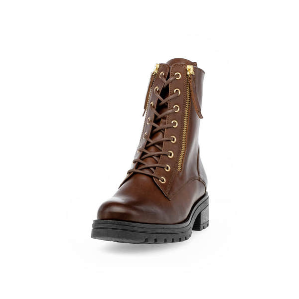 Gabor Serve 52.785.55 Ladies Brown Wide Leather Zip & Lace Ankle Boots-elevate your sole