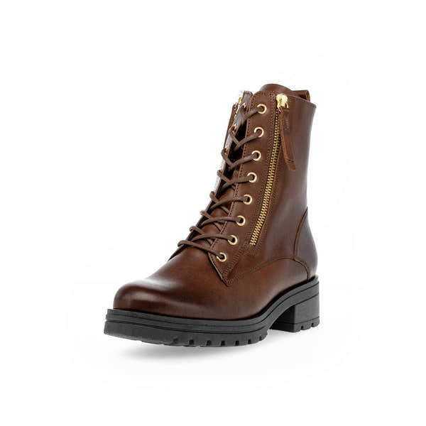 Gabor Serve 52.785.55 Ladies Brown Wide Leather Zip & Lace Ankle Boots-elevate your sole