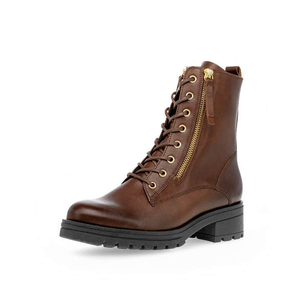Gabor Serve 52.785.55 Ladies Brown Wide Leather Zip & Lace Ankle Boots-elevate your sole
