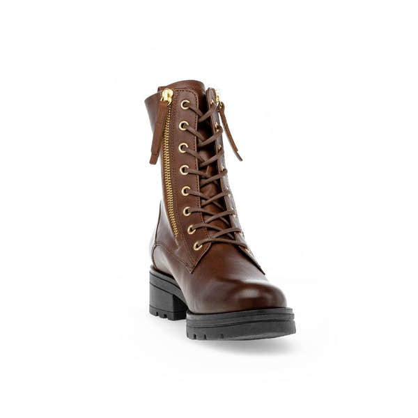 Gabor Serve 52.785.55 Ladies Brown Wide Leather Zip & Lace Ankle Boots-elevate your sole