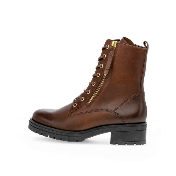 Gabor Serve 52.785.55 Ladies Brown Wide Leather Zip & Lace Ankle Boots-elevate your sole