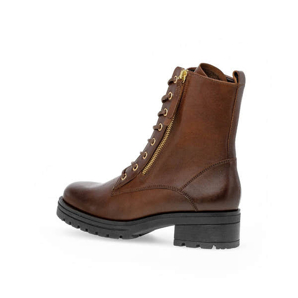 Gabor Serve 52.785.55 Ladies Brown Wide Leather Zip & Lace Ankle Boots-elevate your sole