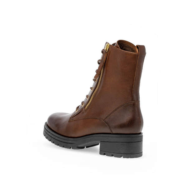 Gabor Serve 52.785.55 Ladies Brown Wide Leather Zip & Lace Ankle Boots-elevate your sole