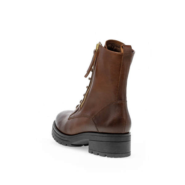 Gabor Serve 52.785.55 Ladies Brown Wide Leather Zip & Lace Ankle Boots-elevate your sole