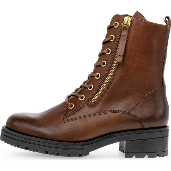 Gabor Serve 52.785.55 Ladies Brown Wide Leather Zip & Lace Ankle Boots-elevate your sole
