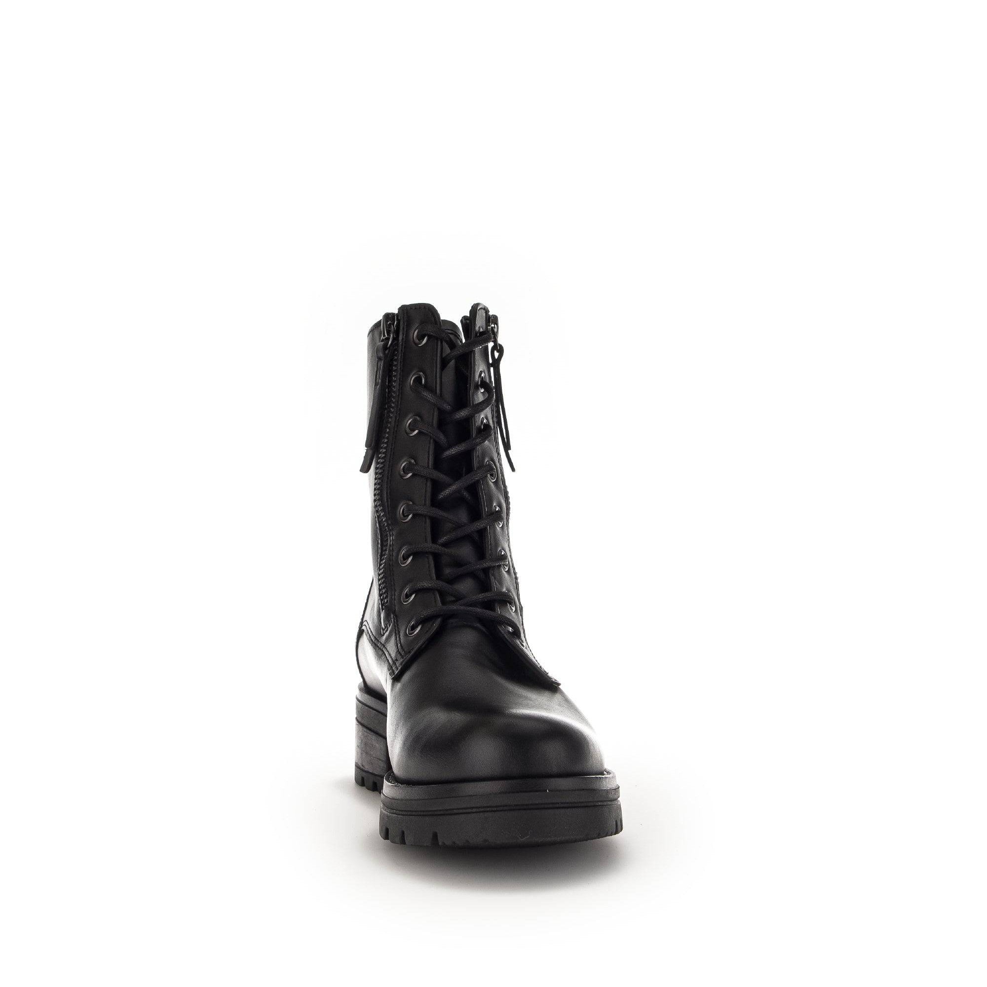 Gabor Serve 52.785.87 Ladies Black Wide Leather Zip & Lace Ankle Boots-elevate your sole