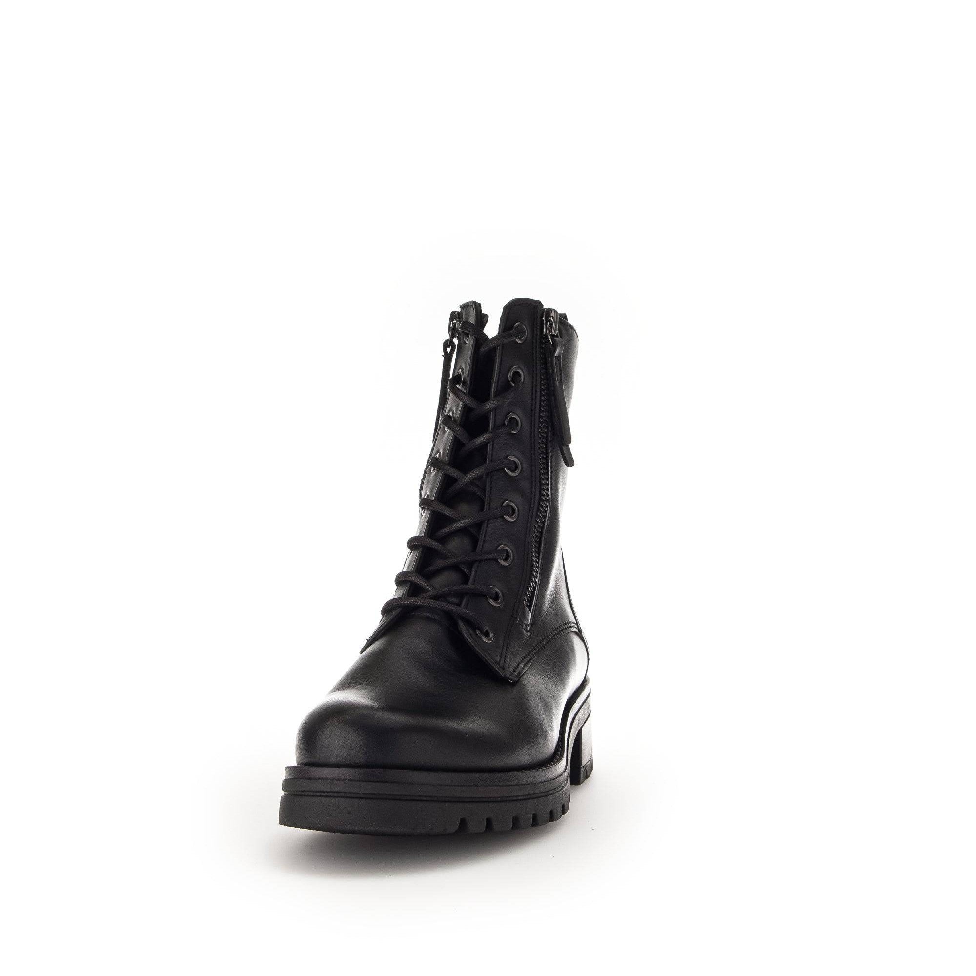 Gabor Serve 52.785.87 Ladies Black Wide Leather Zip & Lace Ankle Boots-elevate your sole
