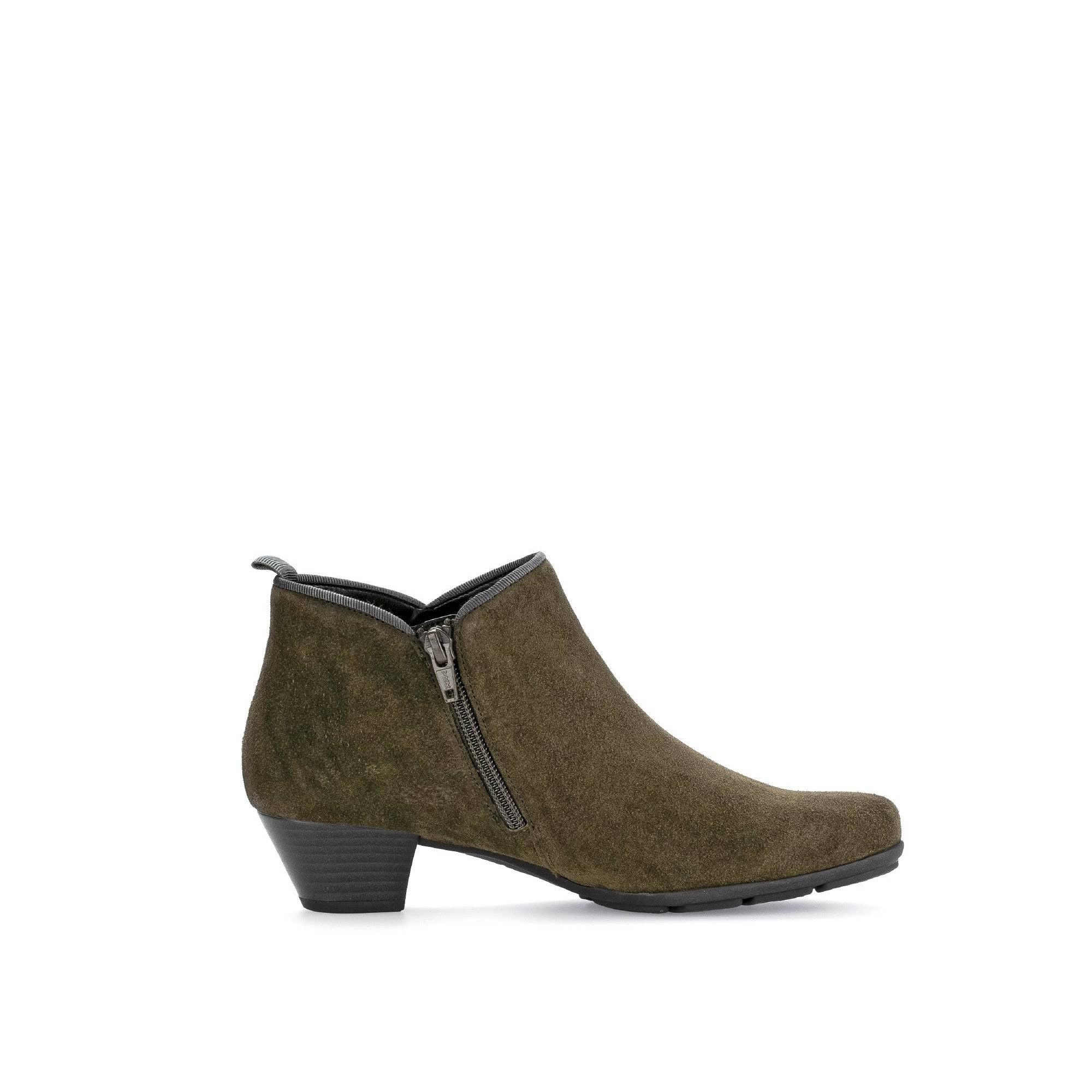 Gabor Trudy 55.633.11 Ladies Green Suede Side Zip Ankle Boots-elevate your sole