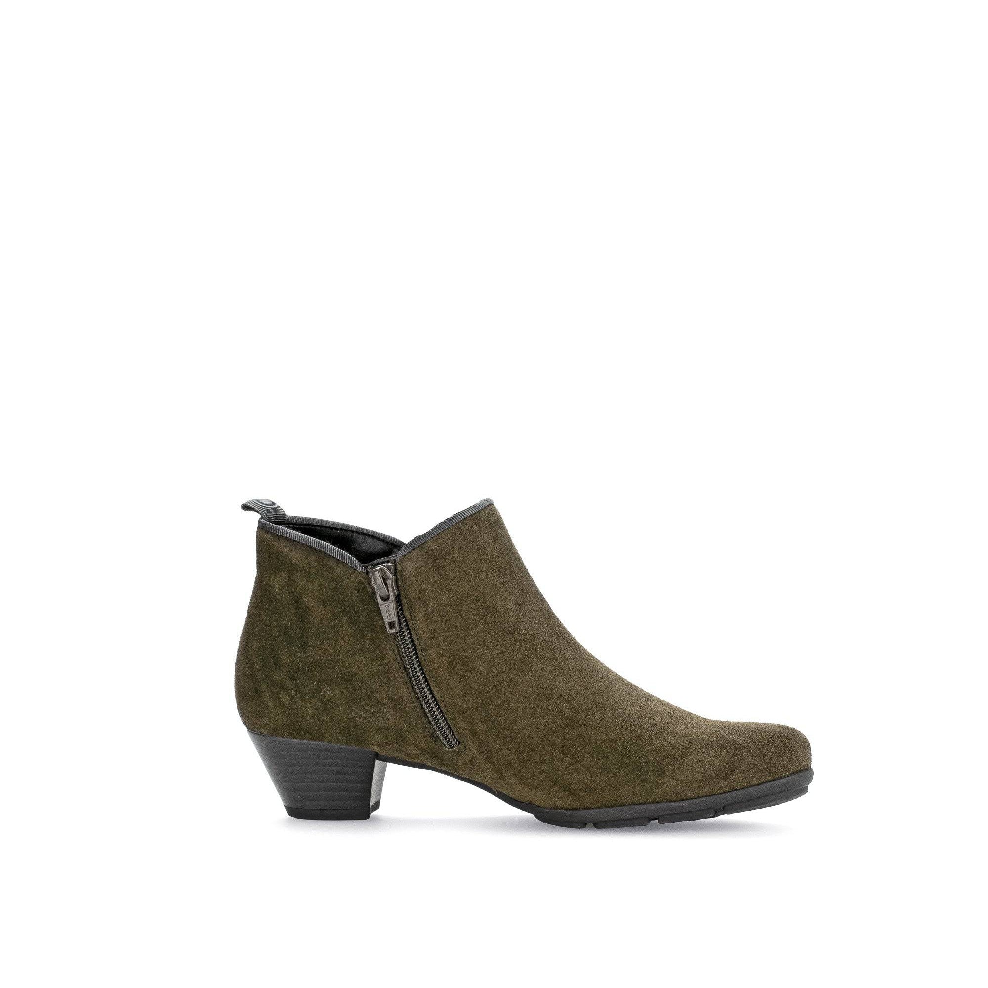Gabor Trudy 55.633.11 Ladies Green Suede Side Zip Ankle Boots-elevate your sole