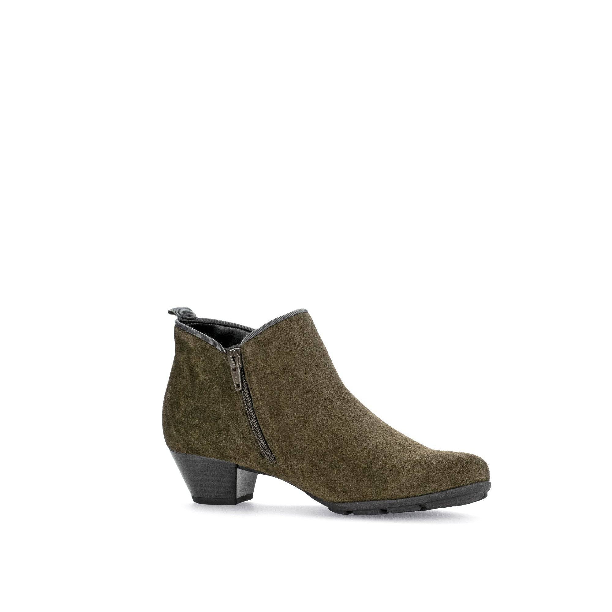 Gabor Trudy 55.633.11 Ladies Green Suede Side Zip Ankle Boots-elevate your sole