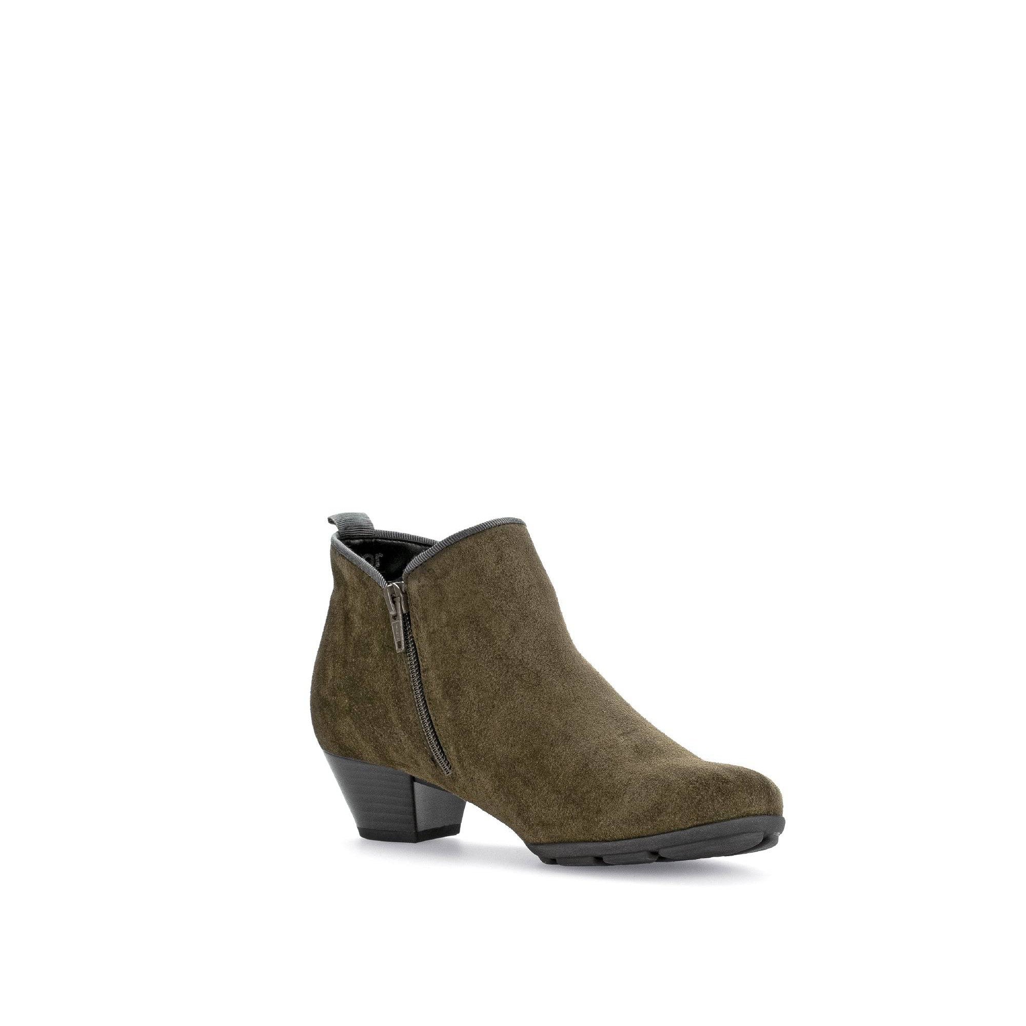 Gabor Trudy 55.633.11 Ladies Green Suede Side Zip Ankle Boots-elevate your sole