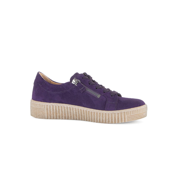 Gabor Wisdom 53.334.13 Ladies Purple Suede Casual Lace Up Trainer-elevate your sole