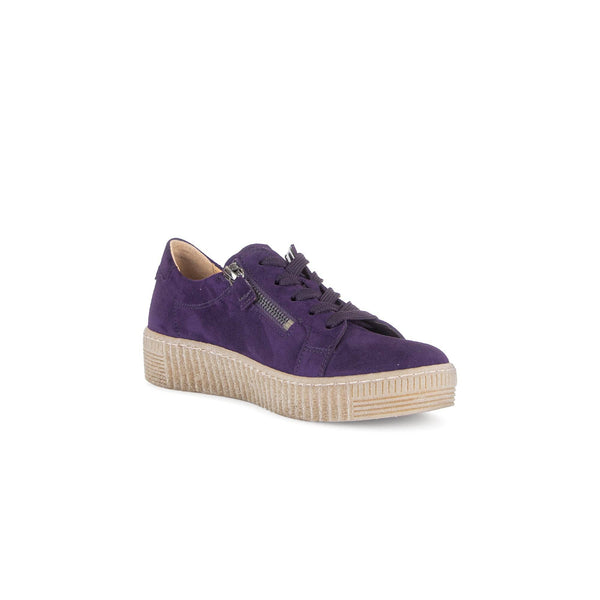 Gabor Wisdom 53.334.13 Ladies Purple Suede Casual Lace Up Trainer-elevate your sole
