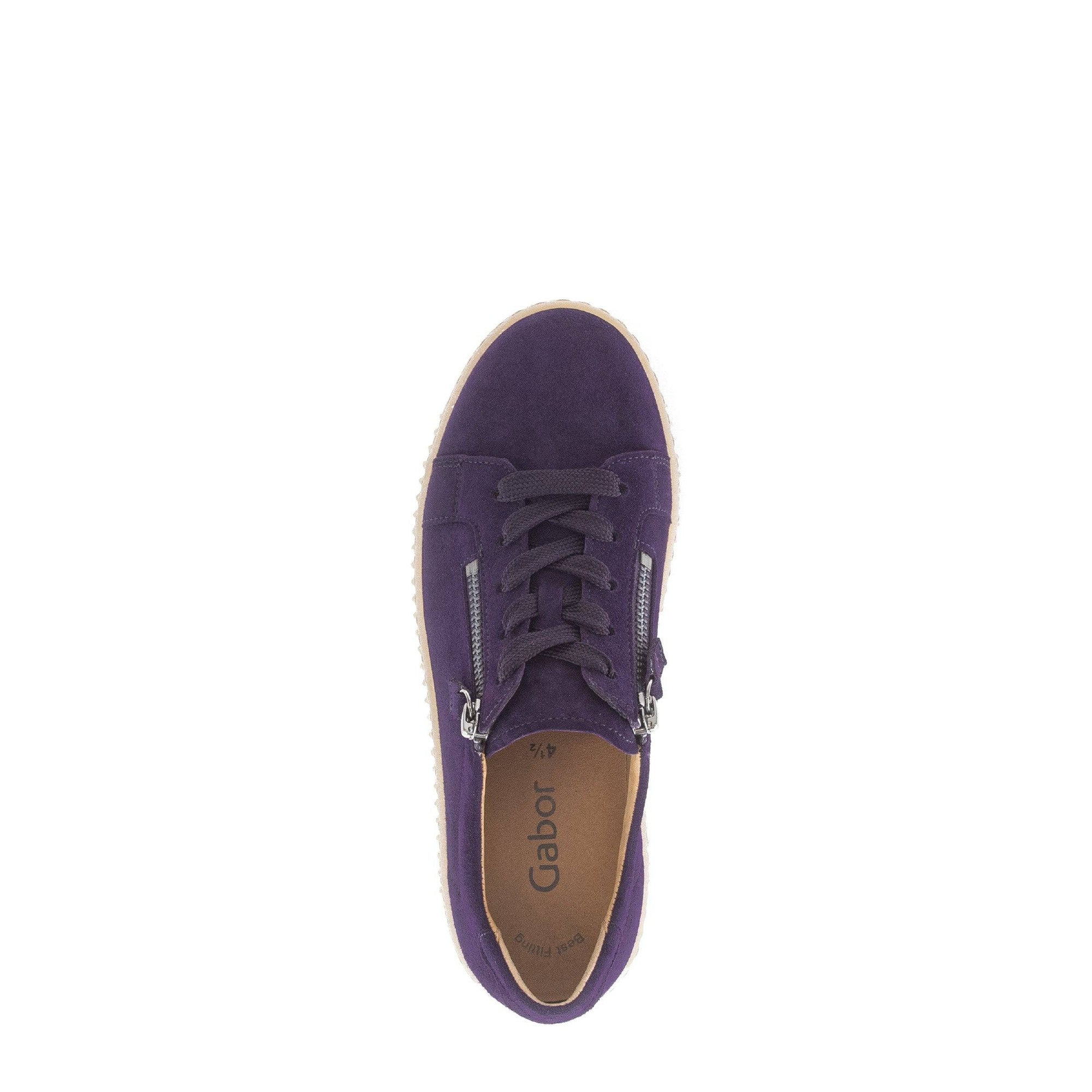 Gabor Wisdom 53.334.13 Ladies Purple Suede Casual Lace Up Trainer-elevate your sole