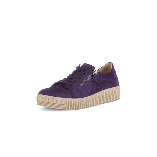 Gabor Wisdom 53.334.13 Ladies Purple Suede Casual Lace Up Trainer-elevate your sole