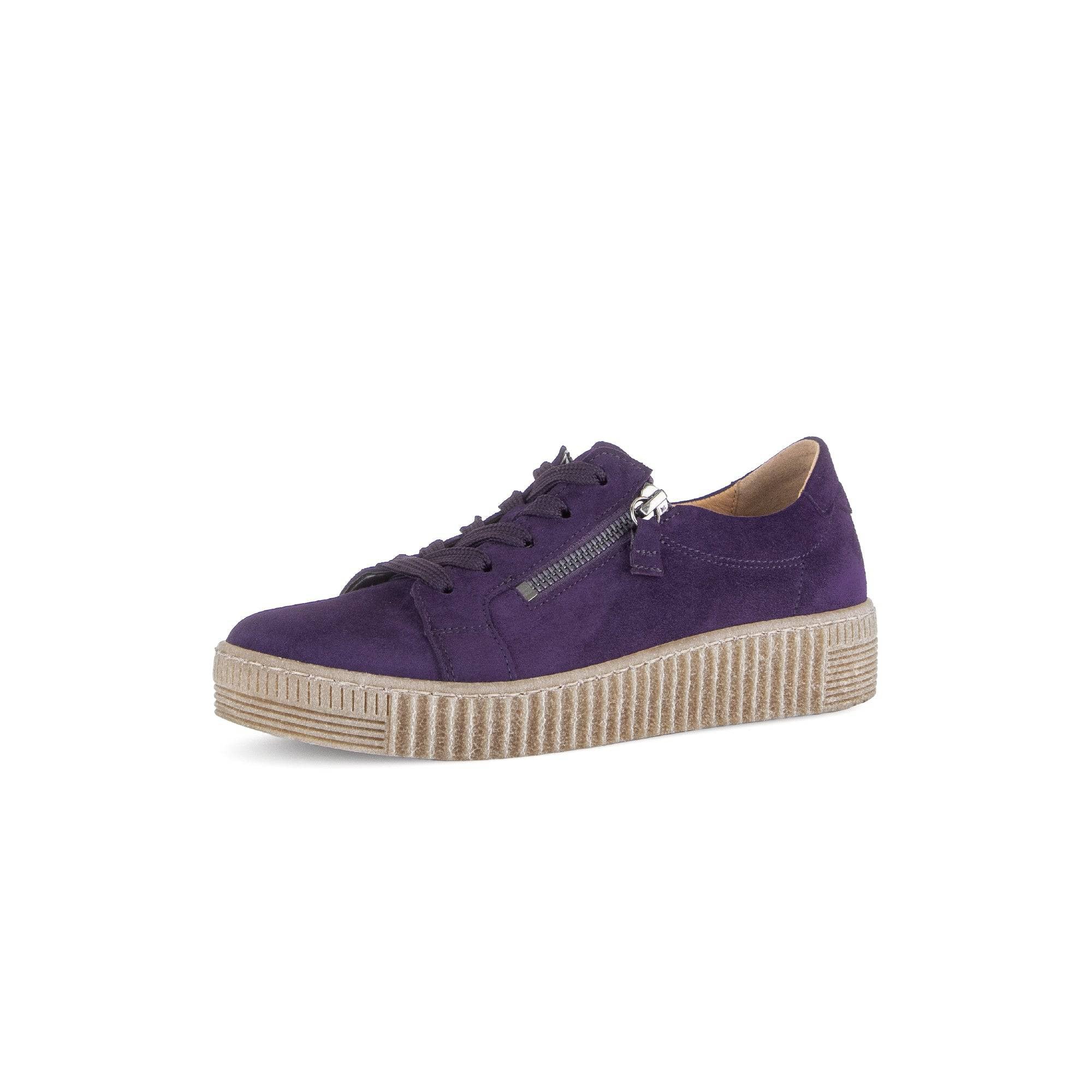 Gabor Wisdom 53.334.13 Ladies Purple Suede Casual Lace Up Trainer-elevate your sole