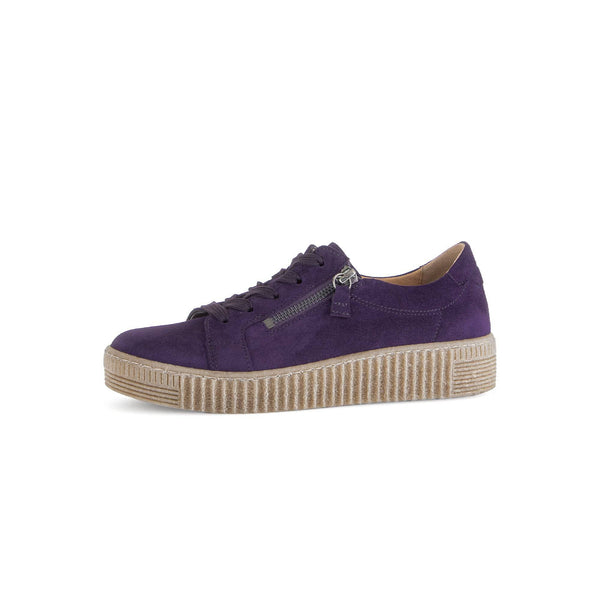 Gabor Wisdom 53.334.13 Ladies Purple Suede Casual Lace Up Trainer-elevate your sole