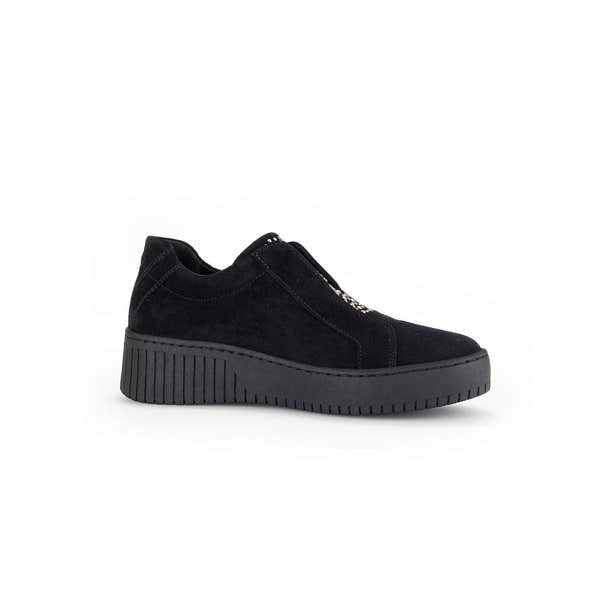 Gabor Wonderland 53.231.37 Ladies Black Suede Zip & Lace Shoes-elevate your sole