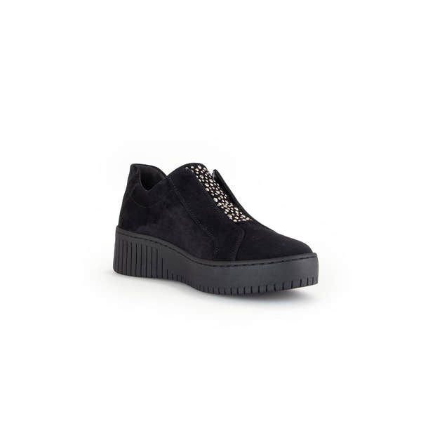 Gabor Wonderland 53.231.37 Ladies Black Suede Zip & Lace Shoes-elevate your sole