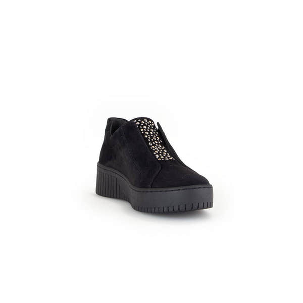 Gabor Wonderland 53.231.37 Ladies Black Suede Zip & Lace Shoes-elevate your sole
