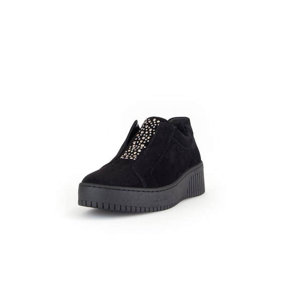 Gabor Wonderland 53.231.37 Ladies Black Suede Zip & Lace Shoes-elevate your sole