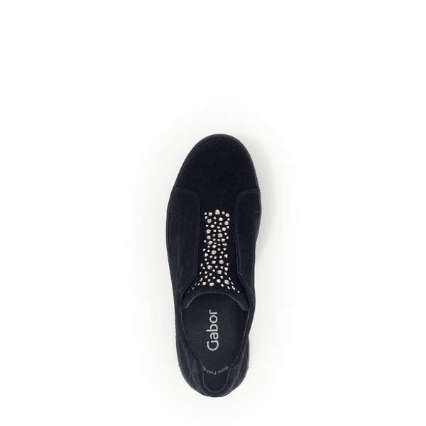 Gabor Wonderland 53.231.37 Ladies Black Suede Zip & Lace Shoes-elevate your sole