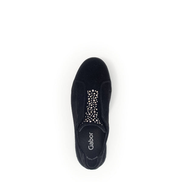 Gabor Wonderland 53.231.37 Ladies Black Suede Zip & Lace Shoes-elevate your sole
