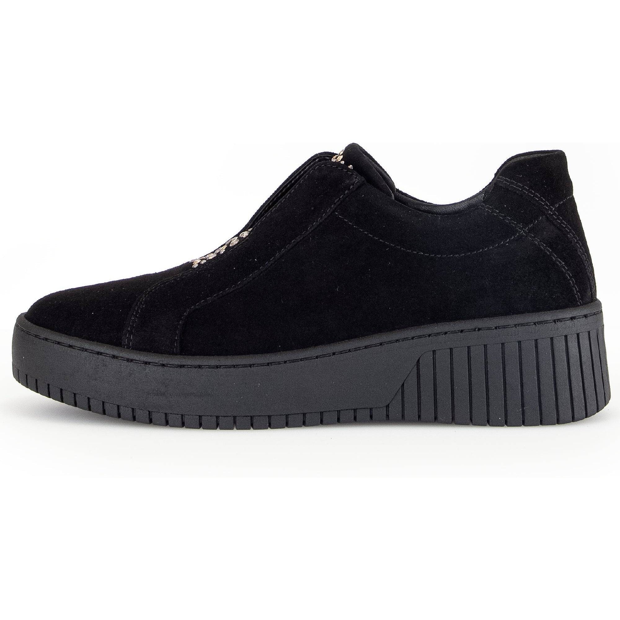 Gabor Wonderland 53.231.37 Ladies Black Suede Zip & Lace Shoes-elevate your sole