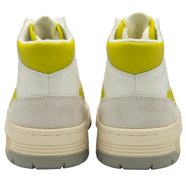 Gola Allcourt High Ladies White & Sulphur Leather Lace Up High Top Trainers-elevate your sole