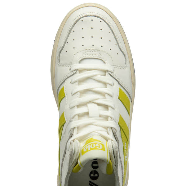 Gola Allcourt High Ladies White & Sulphur Leather Lace Up High Top Trainers-elevate your sole